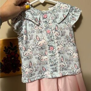 Adorable Bunny Print Baby Dress